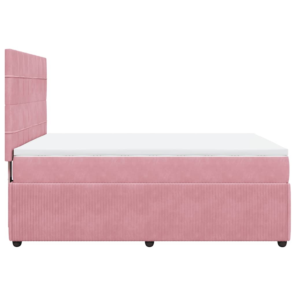 Boxspringbett mit Matratze Rosa 140x190 cm Samt