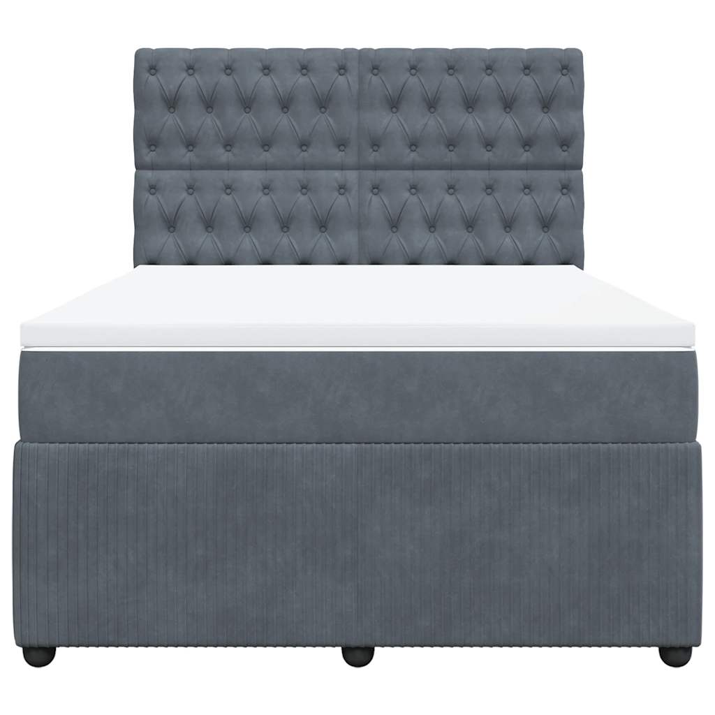 Boxspringbett mit Matratze Dunkelgrau 140x190 cm Samt