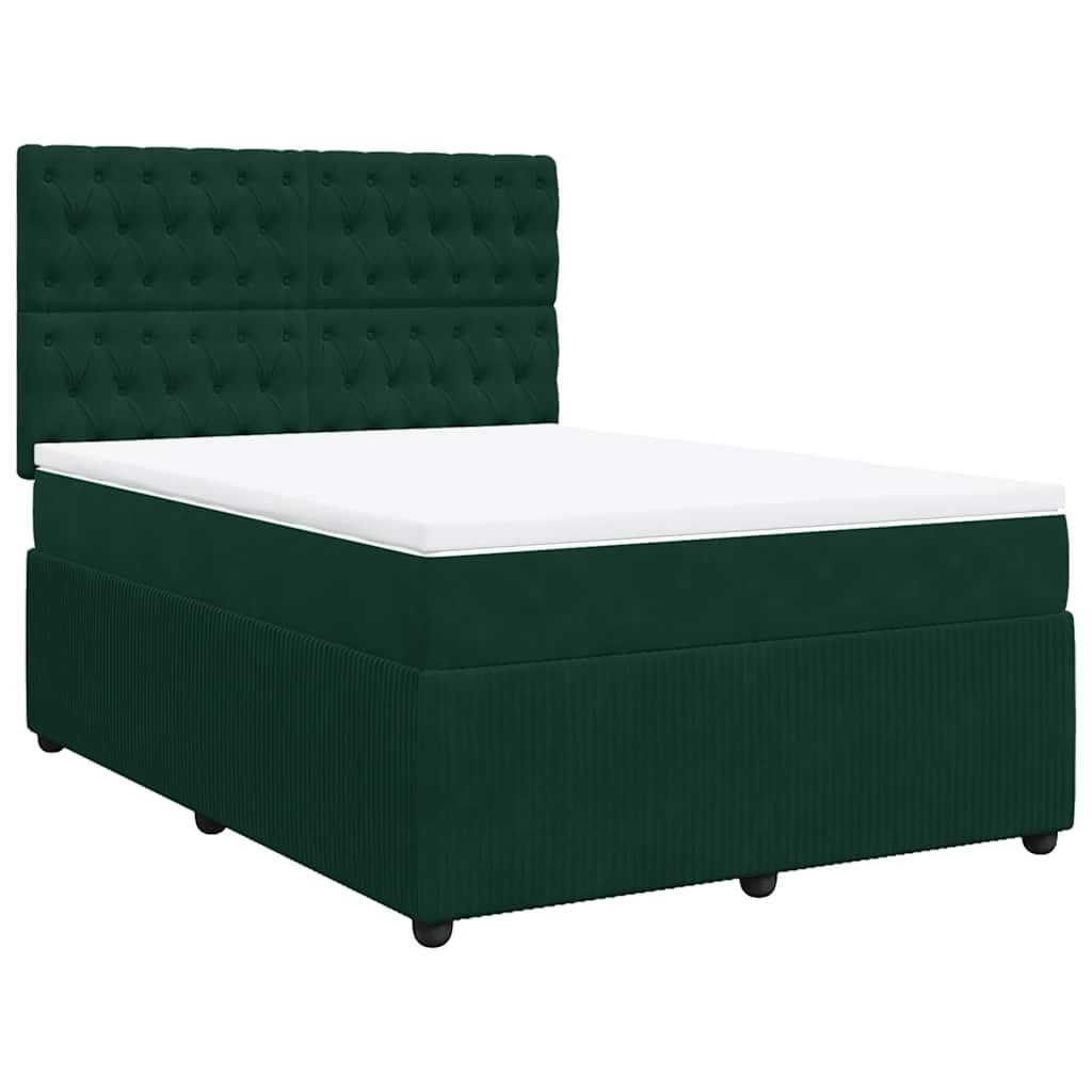 Boxspringbett mit Matratze Dunkelgrün 140x190 cm Samt