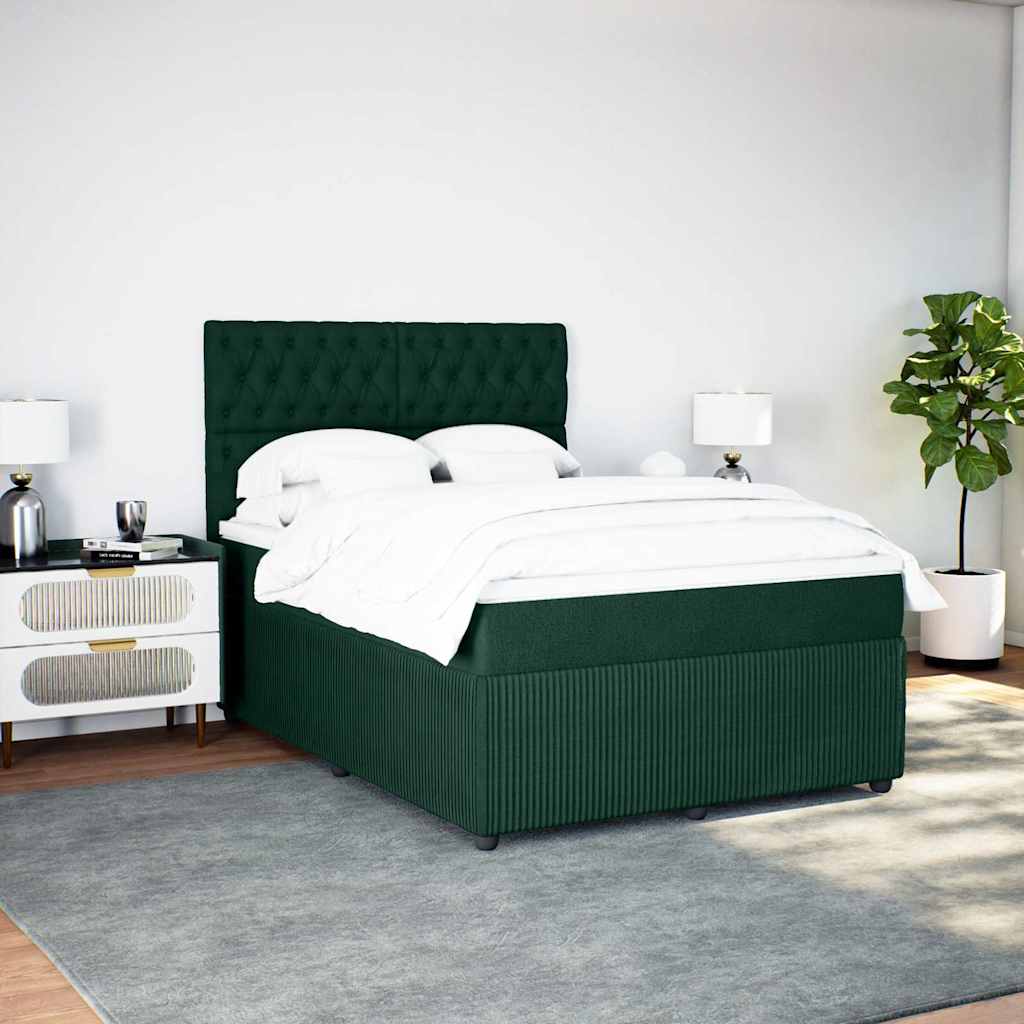 Boxspringbett mit Matratze Dunkelgrün 140x190 cm Samt