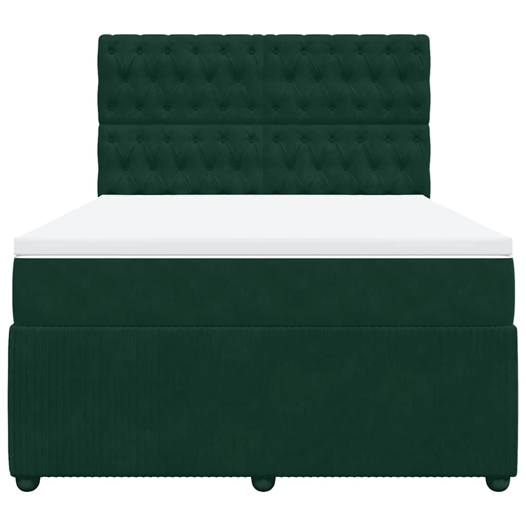 Boxspringbett mit Matratze Dunkelgrün 140x190 cm Samt