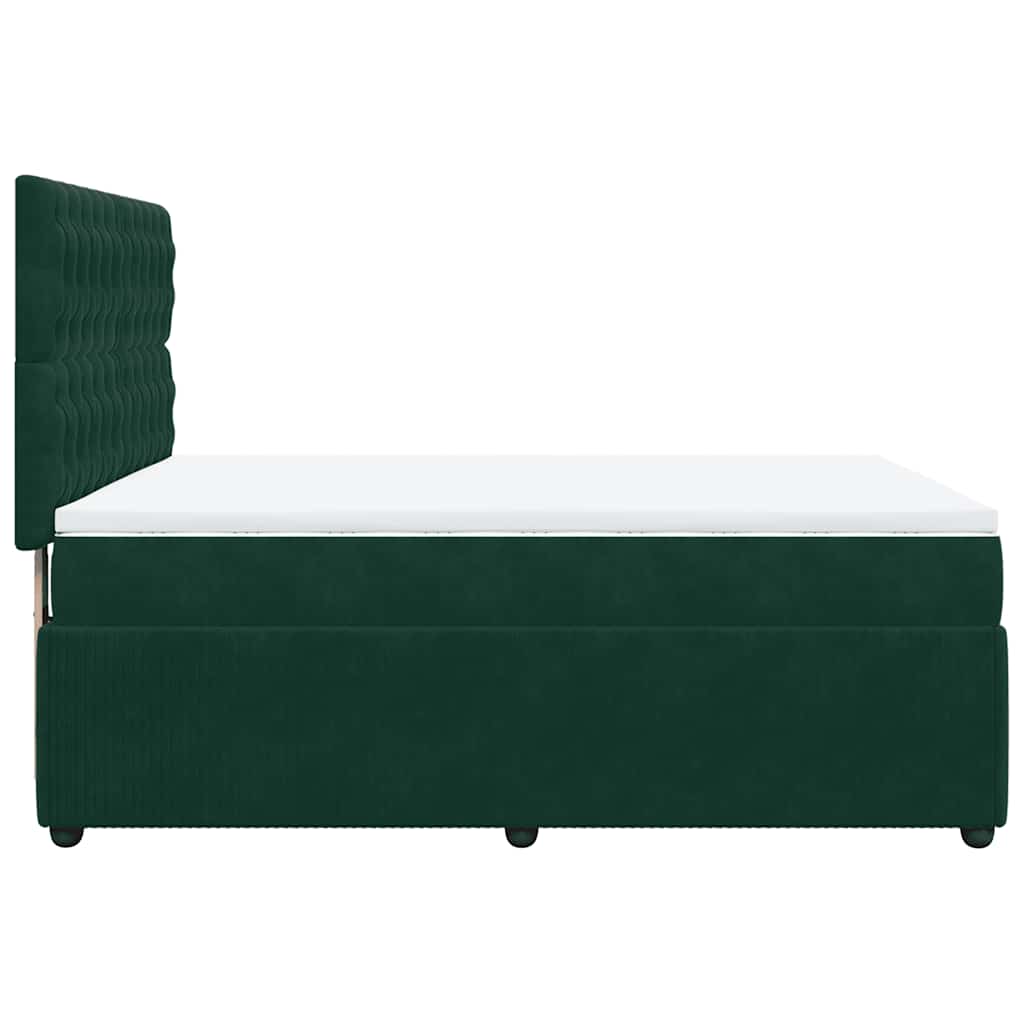 Boxspringbett mit Matratze Dunkelgrün 140x190 cm Samt