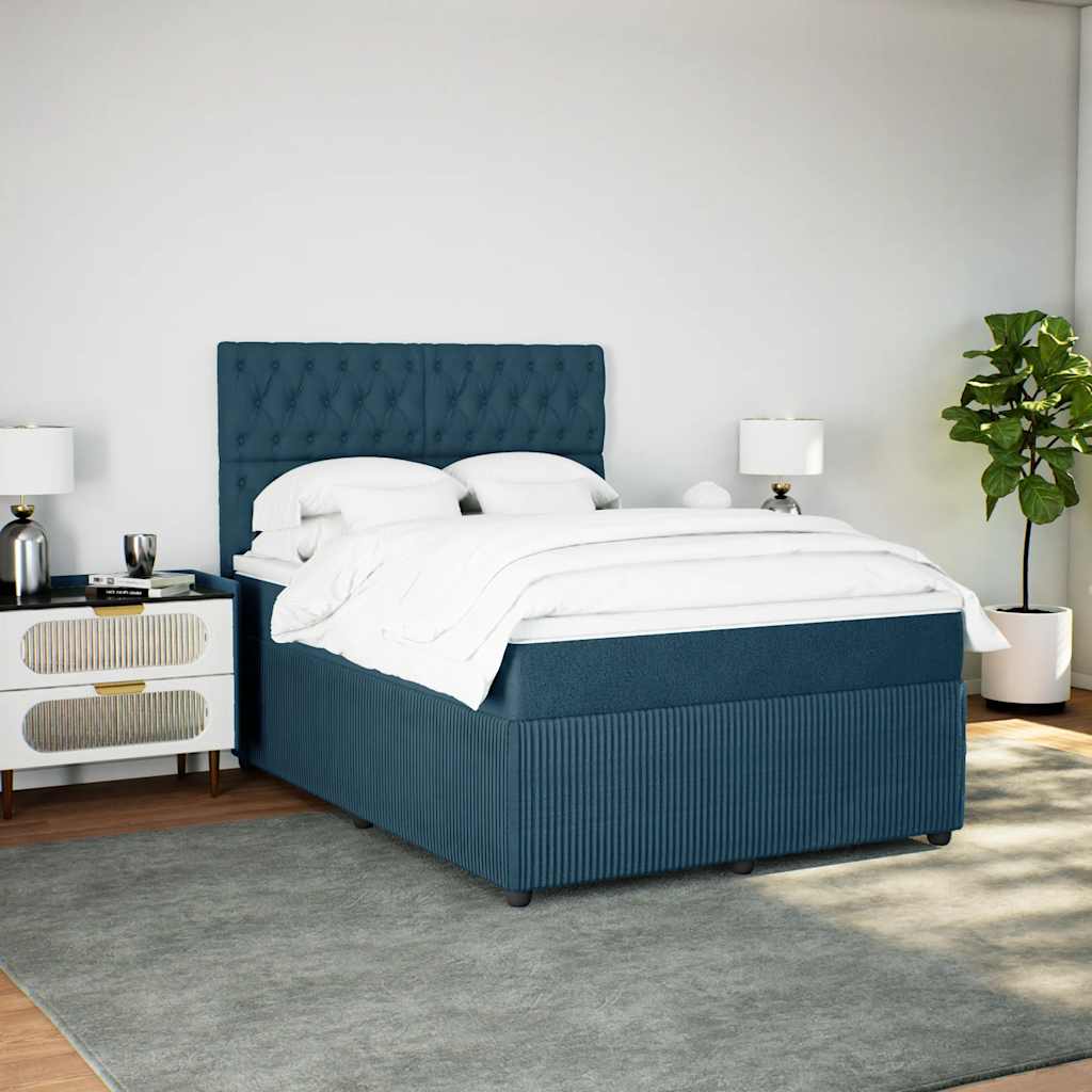 Boxspringbett mit Matratze Dunkelblau 140x190 cm Samt