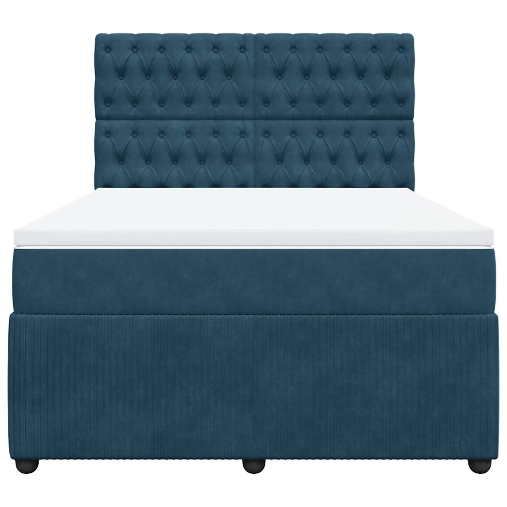 Boxspringbett mit Matratze Dunkelblau 140x190 cm Samt