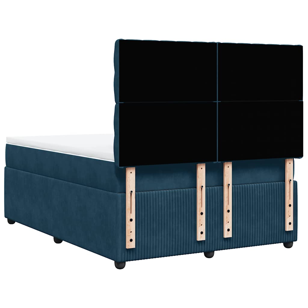Boxspringbett mit Matratze Dunkelblau 140x190 cm Samt