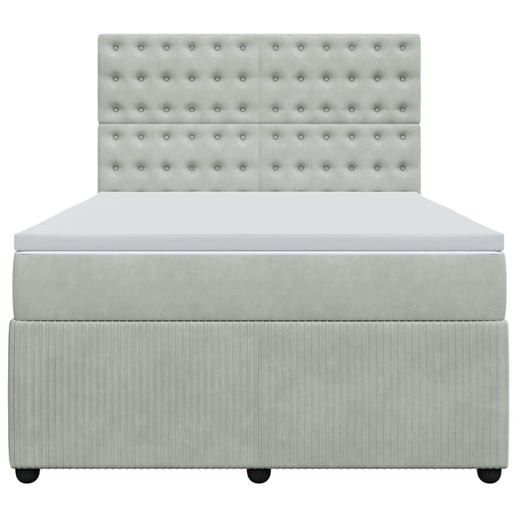 Boxspringbett mit Matratze Hellgrau 140x190 cm Samt