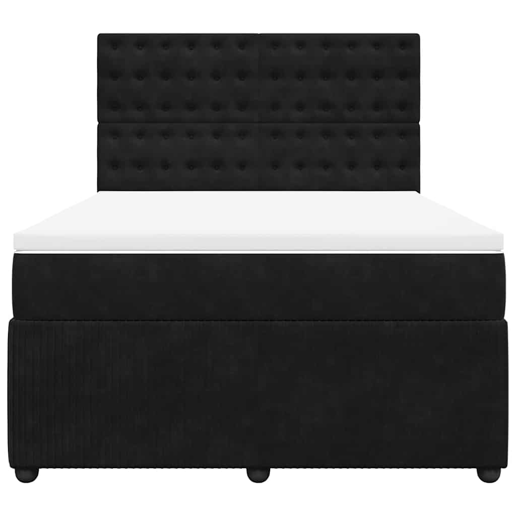 Boxspringbett mit Matratze Schwarz 140x190 cm Samt