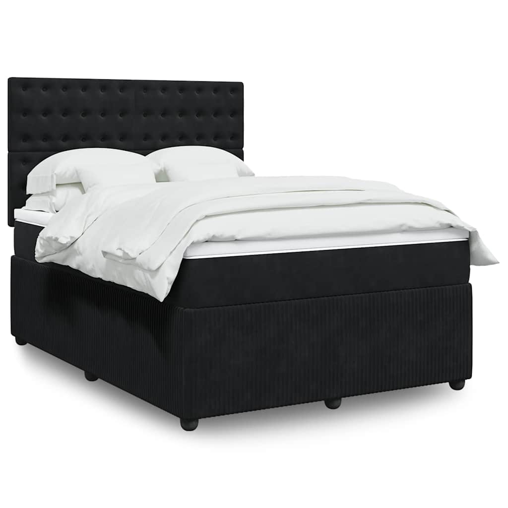 Boxspringbett mit Matratze Schwarz 140x190 cm Samt