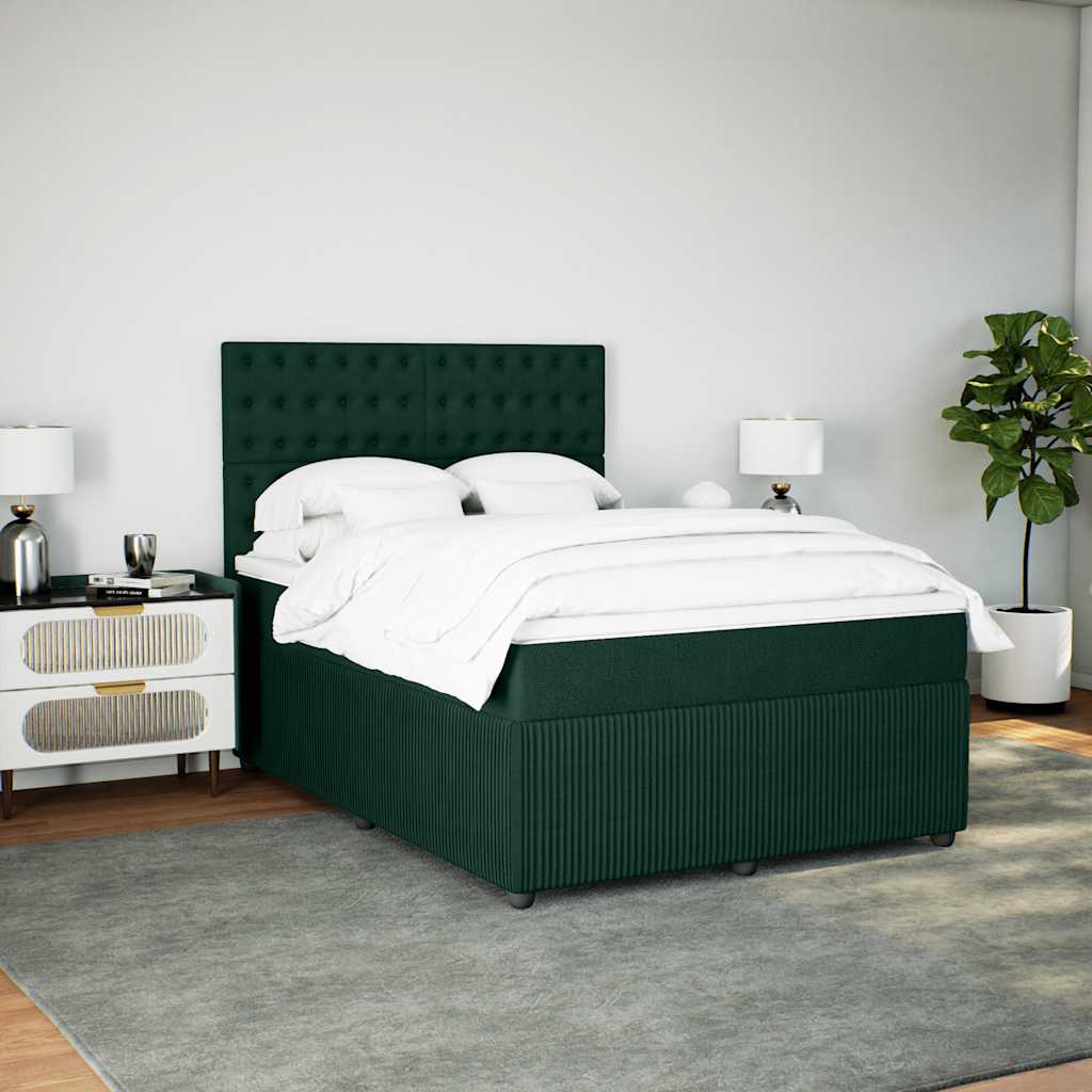 Boxspringbett mit Matratze Dunkelgrün 140x190 cm Samt