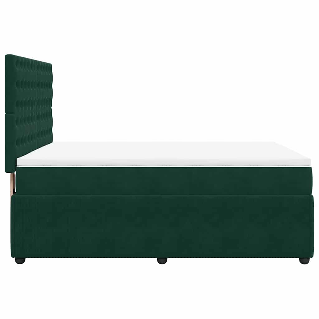 Boxspringbett mit Matratze Dunkelgrün 140x190 cm Samt