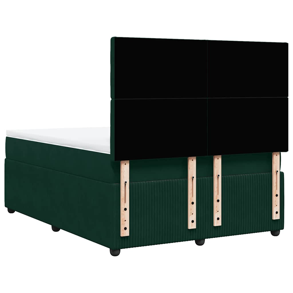 Boxspringbett mit Matratze Dunkelgrün 140x190 cm Samt