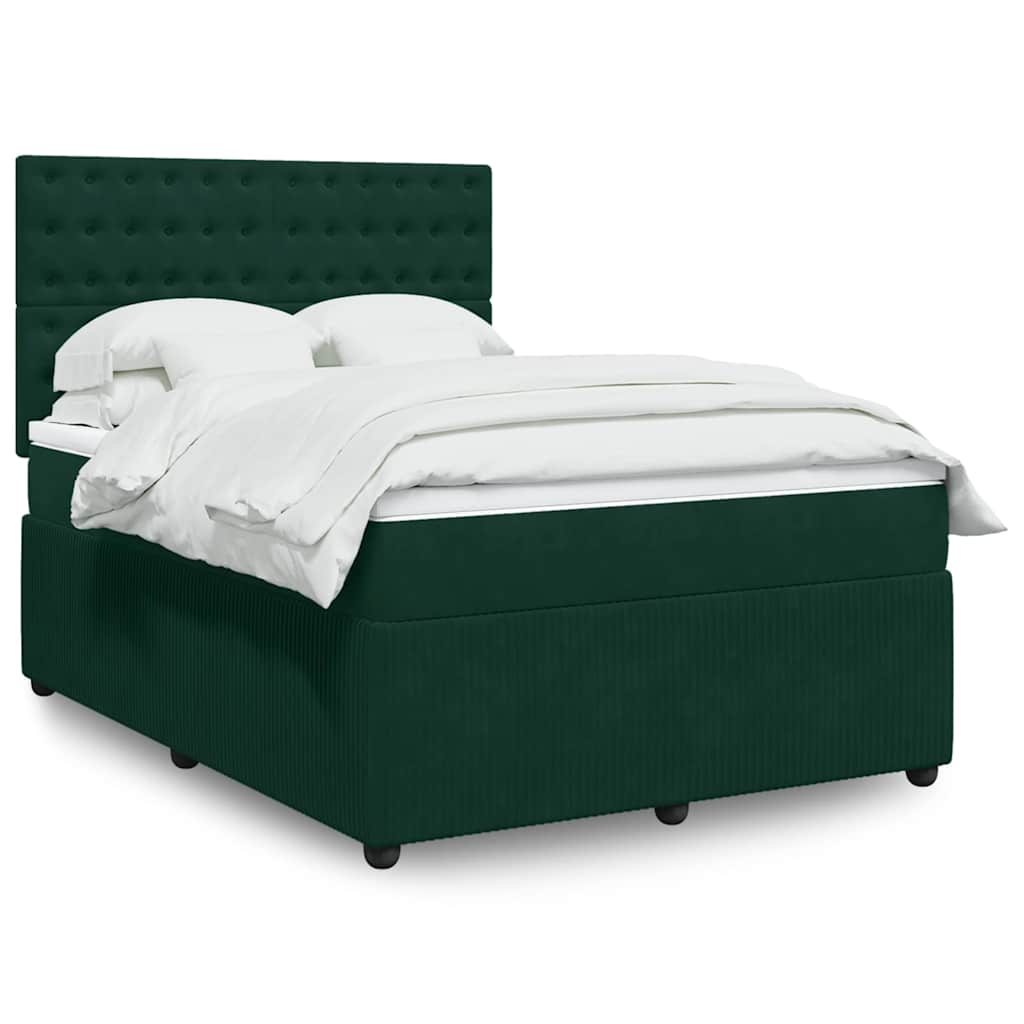 Boxspringbett mit Matratze Dunkelgrün 140x190 cm Samt