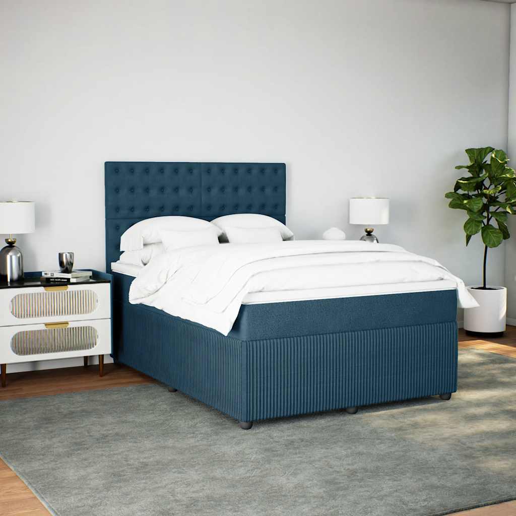 Boxspringbett mit Matratze Dunkelblau 140x190 cm Samt