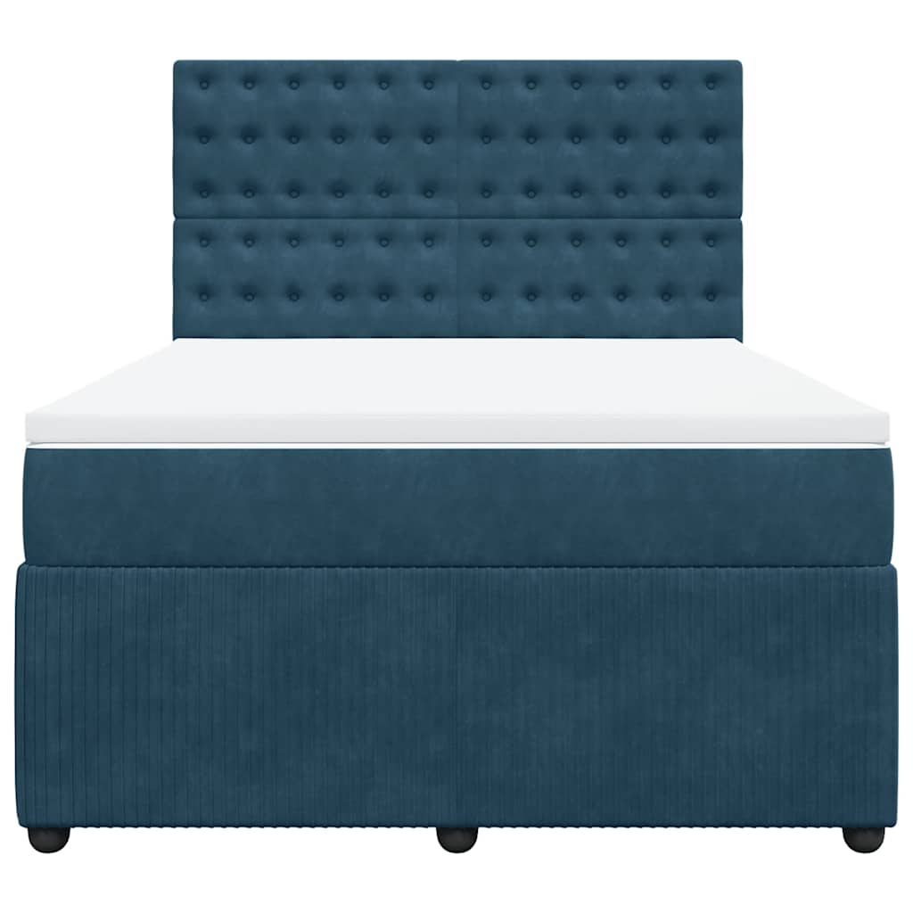 Boxspringbett mit Matratze Dunkelblau 140x190 cm Samt
