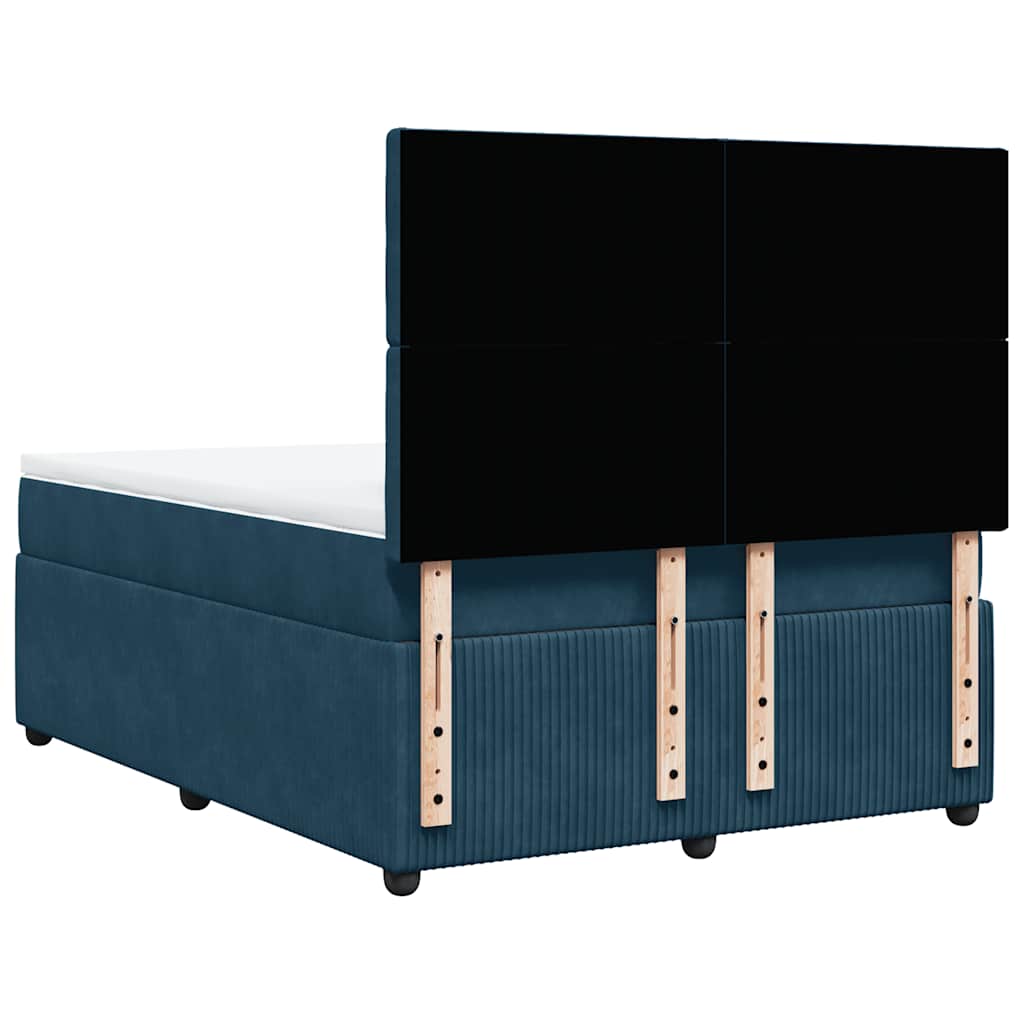 Boxspringbett mit Matratze Dunkelblau 140x190 cm Samt