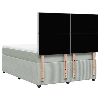 Boxspringbett mit Matratze Hellgrau 140x200 cm Samt