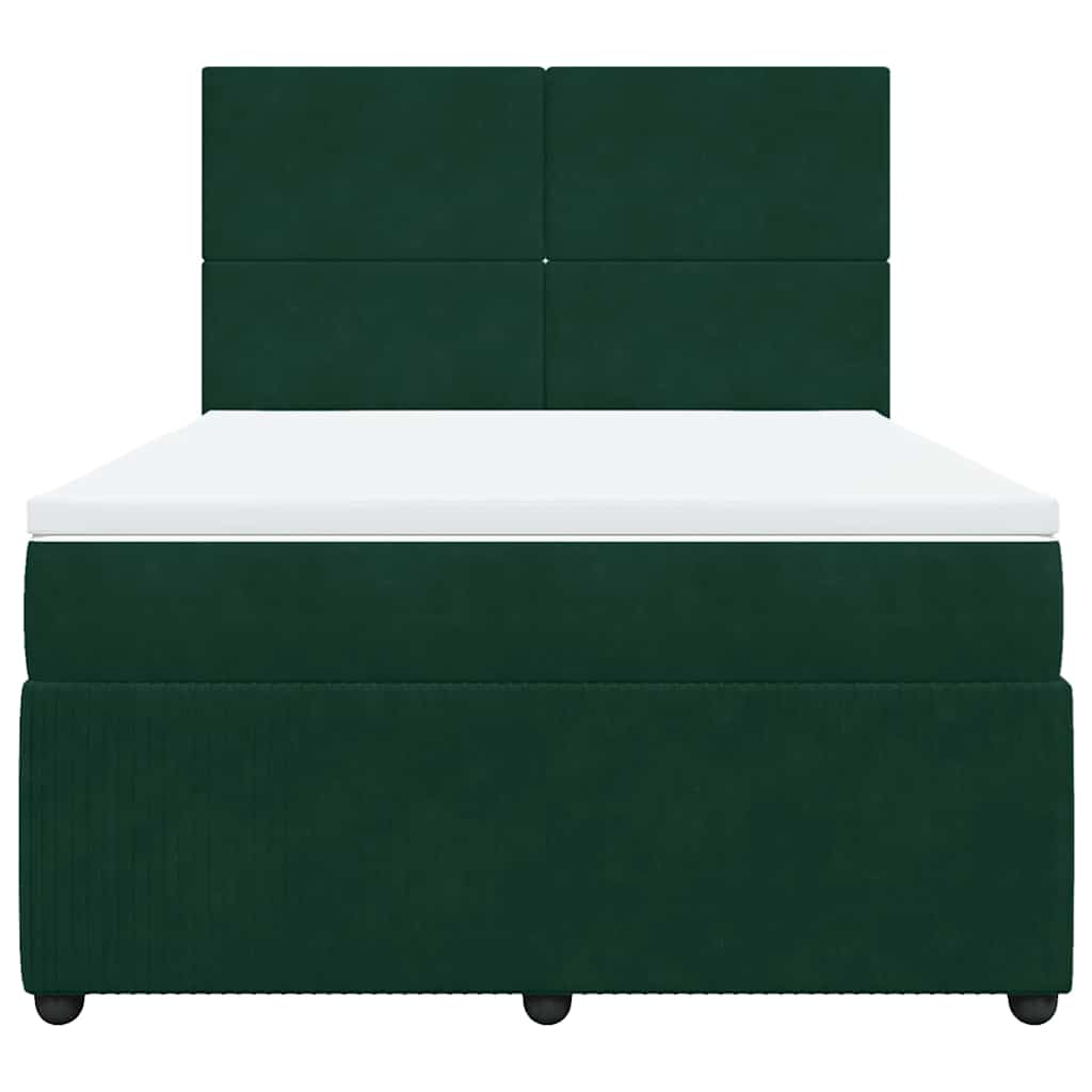 Boxspringbett mit Matratze Dunkelgrün 140x200 cm Samt