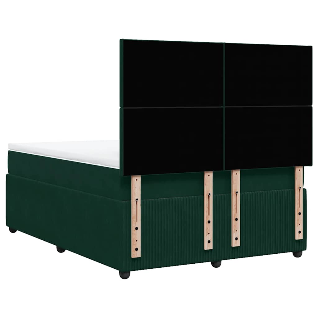 Boxspringbett mit Matratze Dunkelgrün 140x200 cm Samt
