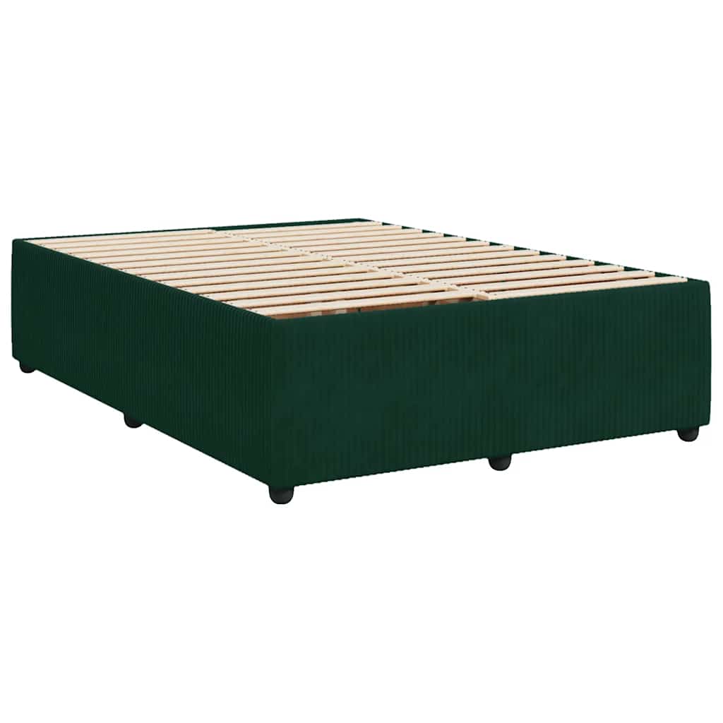 Boxspringbett mit Matratze Dunkelgrün 140x200 cm Samt