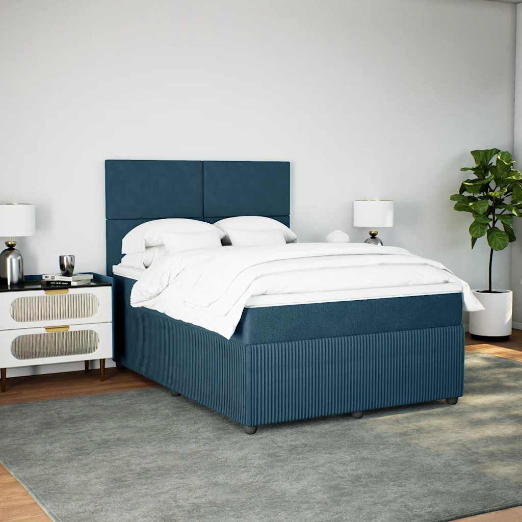Boxspringbett mit Matratze Dunkelblau 140x200 cm Samt