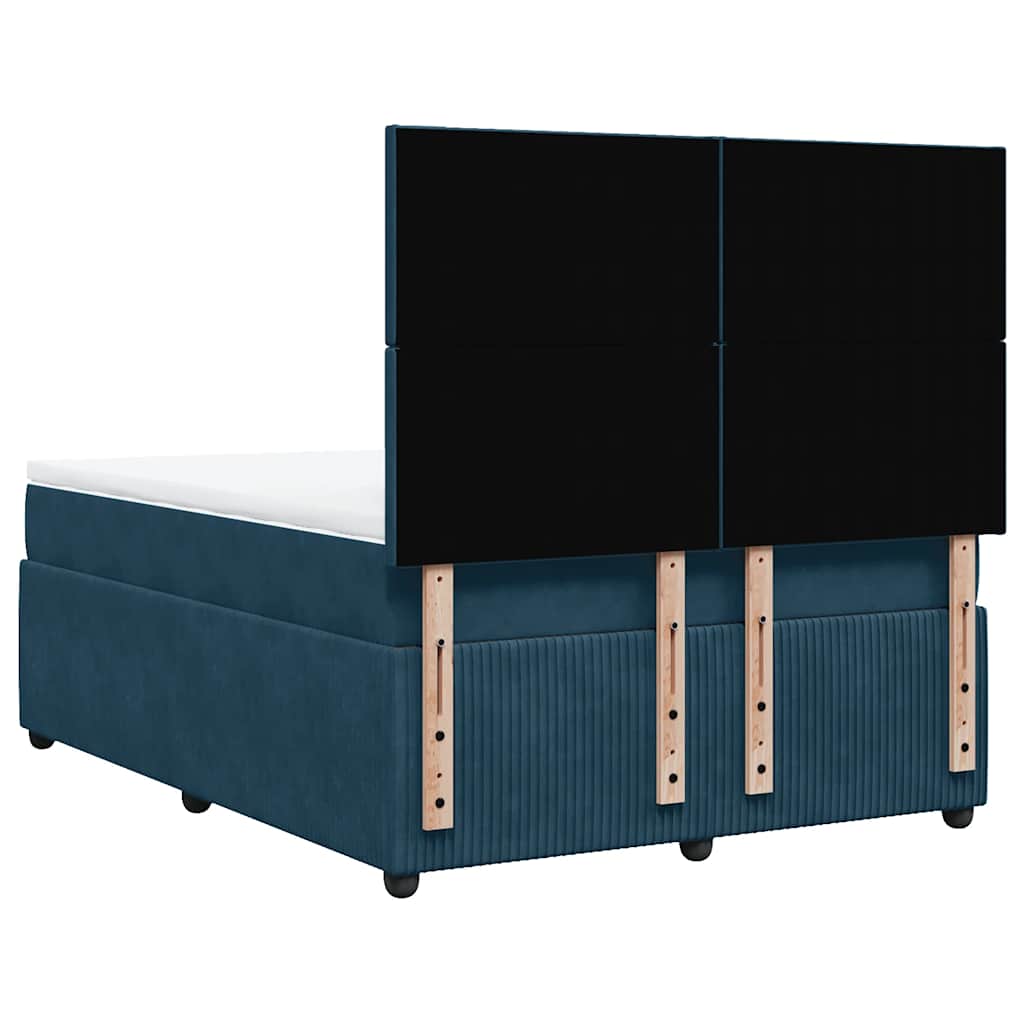 Boxspringbett mit Matratze Dunkelblau 140x200 cm Samt