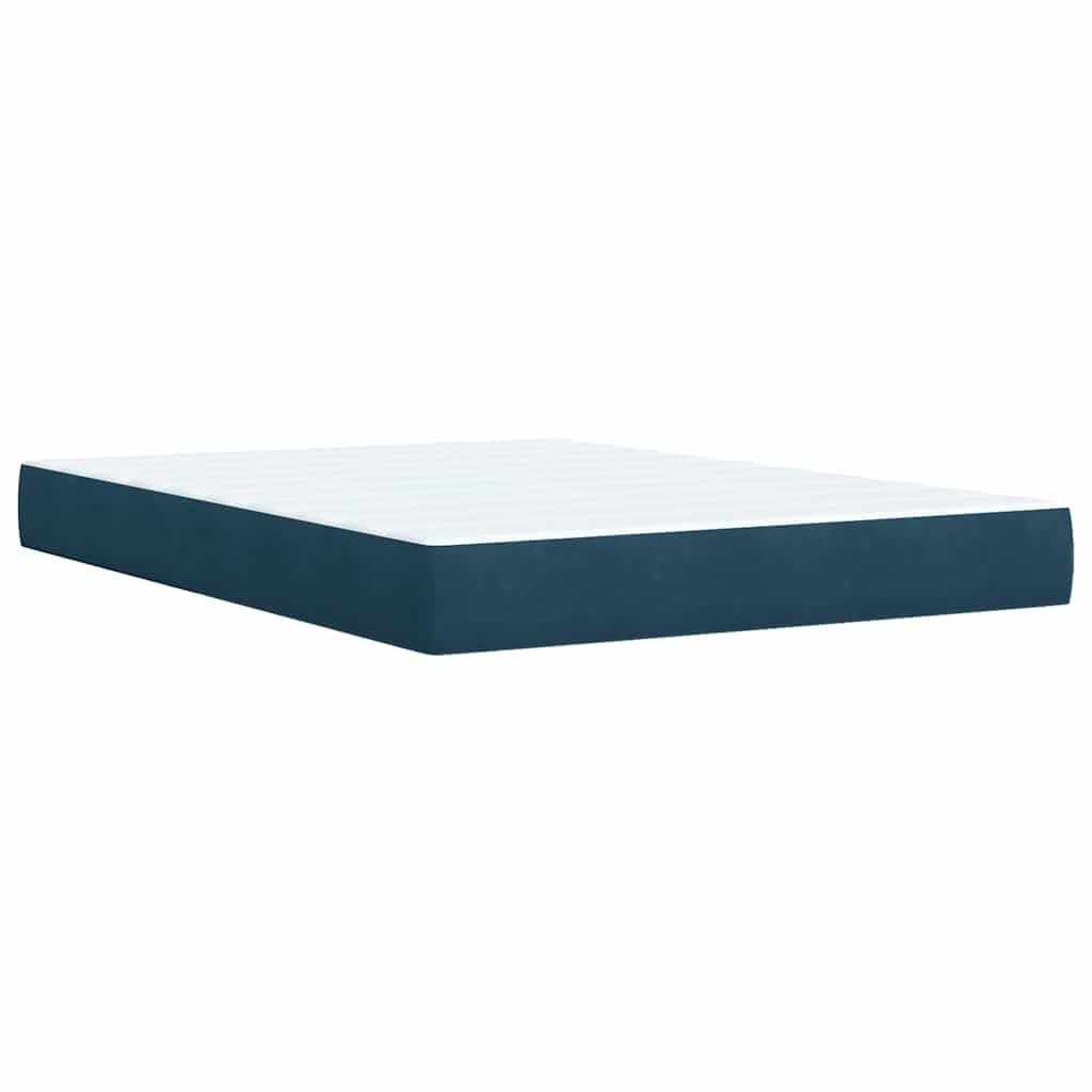 Boxspringbett mit Matratze Dunkelblau 140x200 cm Samt