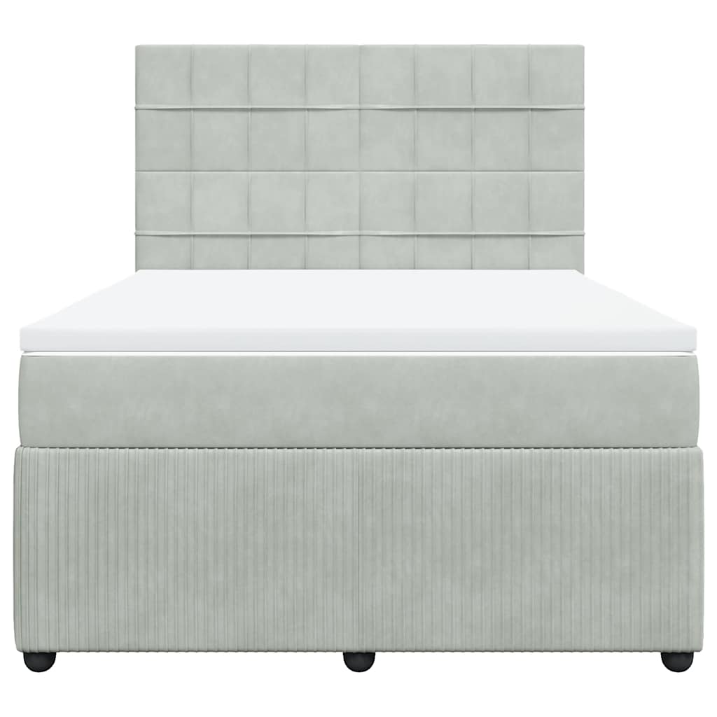 Boxspringbett mit Matratze Hellgrau 140x200 cm Samt