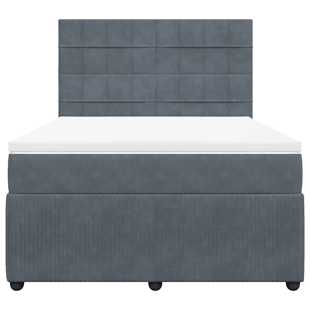 Boxspringbett mit Matratze Dunkelgrau 140x200 cm Samt