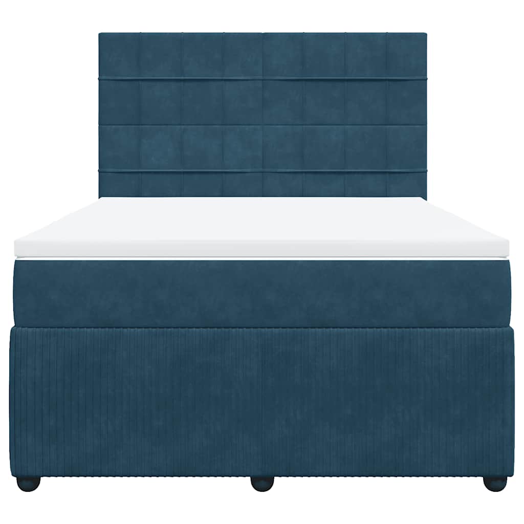 Boxspringbett mit Matratze Dunkelblau 140x200 cm Samt