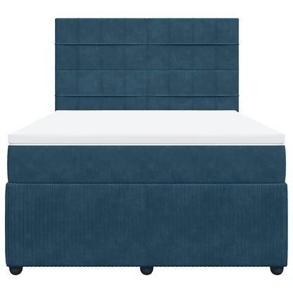 Boxspringbett mit Matratze Dunkelblau 140x200 cm Samt
