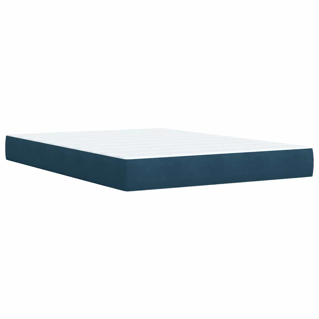Boxspringbett mit Matratze Dunkelblau 140x200 cm Samt