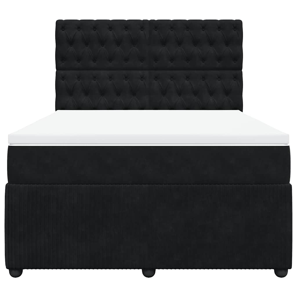 Boxspringbett mit Matratze Schwarz 140x200 cm Samt