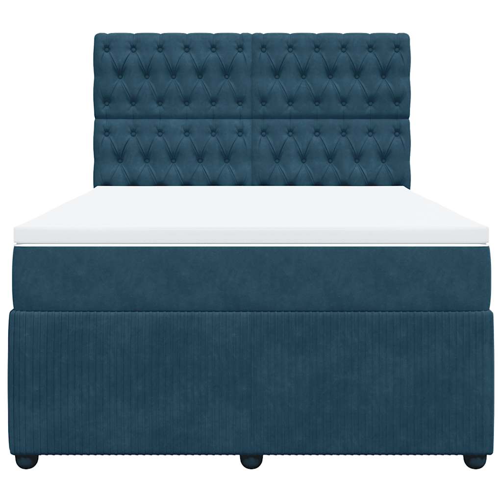 Boxspringbett mit Matratze Dunkelblau 140x200 cm Samt