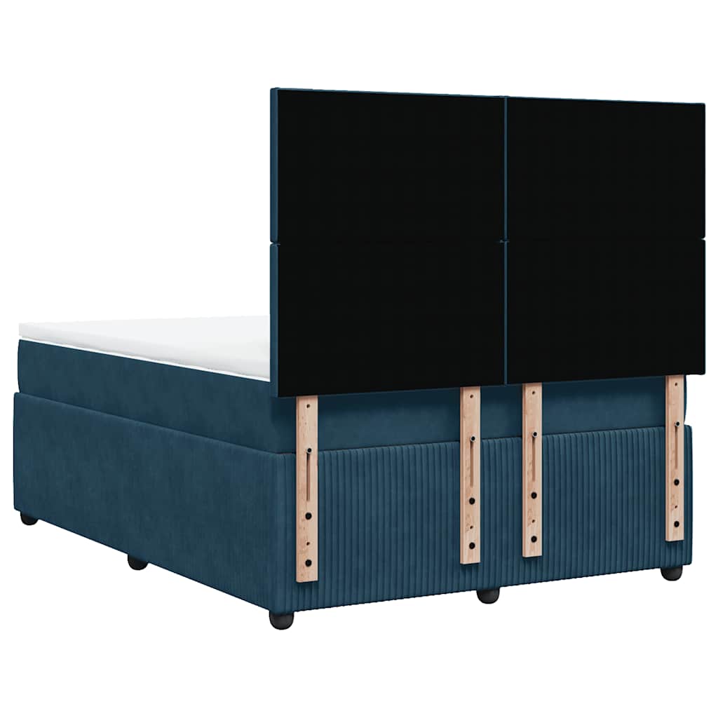Boxspringbett mit Matratze Dunkelblau 160x200 cm Samt