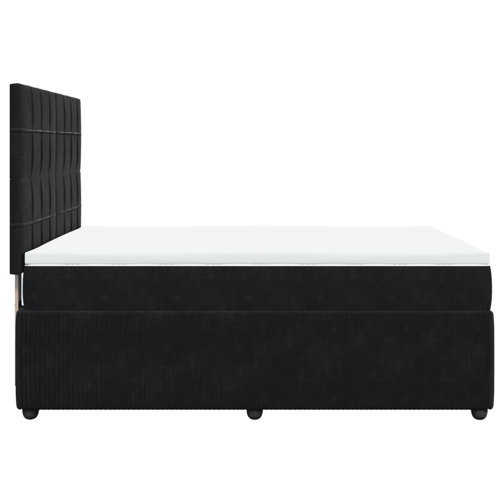 Box spring bed with mattress black 160x200 cm velvet
