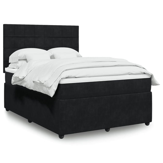 Box spring bed with mattress black 160x200 cm velvet