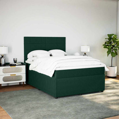 Boxspringbett mit Matratze Dunkelgrün 160x200 cm Samt