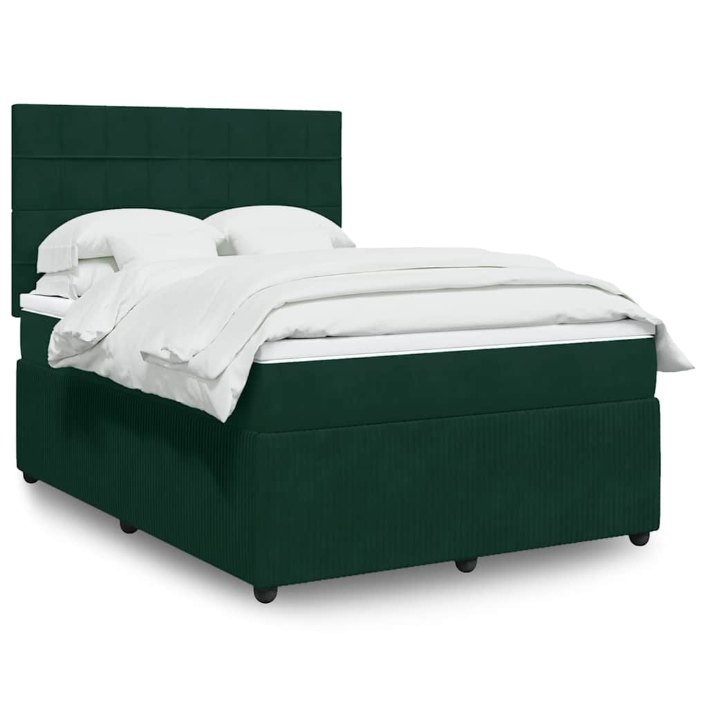 Boxspringbett mit Matratze Dunkelgrün 160x200 cm Samt