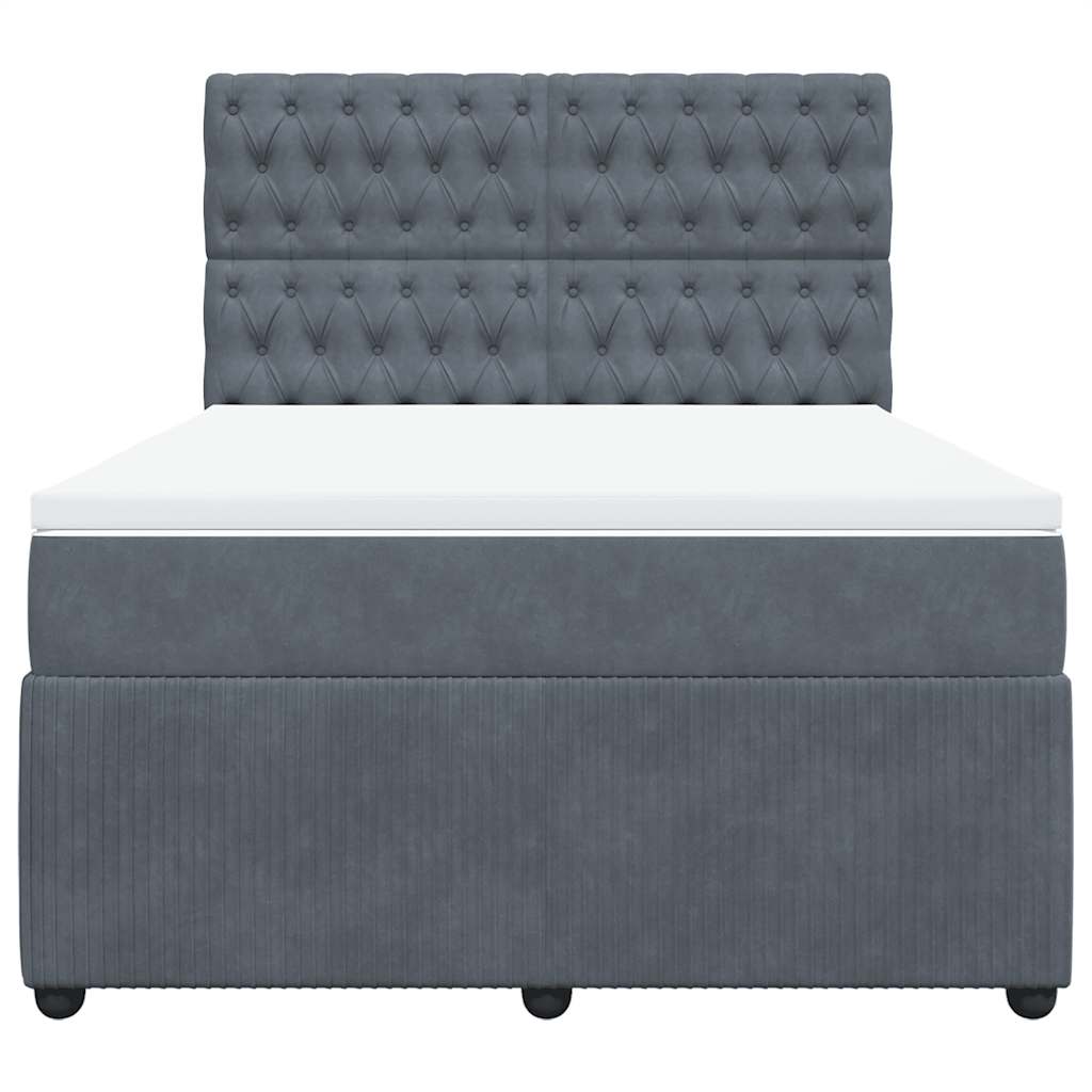 Boxspringbett mit Matratze Dunkelgrau 160x200 cm Samt