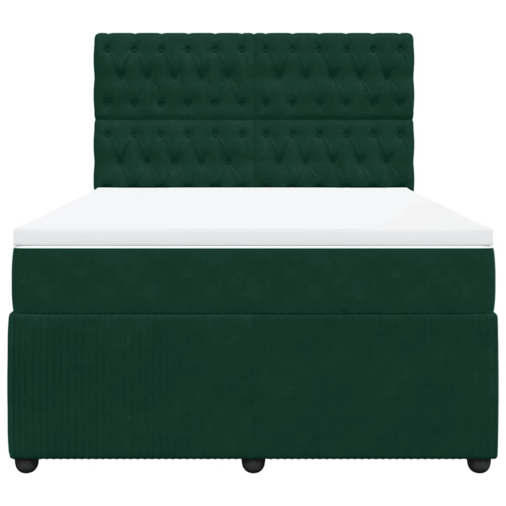 Boxspringbett mit Matratze Dunkelgrün 160x200 cm Samt