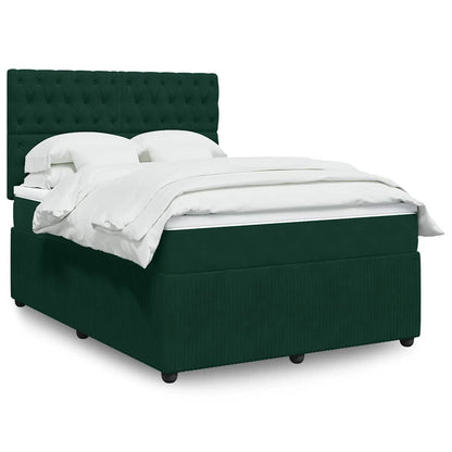 Boxspringbett mit Matratze Dunkelgrün 160x200 cm Samt
