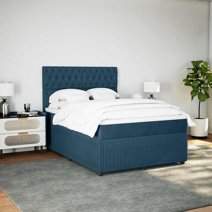Boxspringbett mit Matratze Dunkelblau 160x200 cm Samt