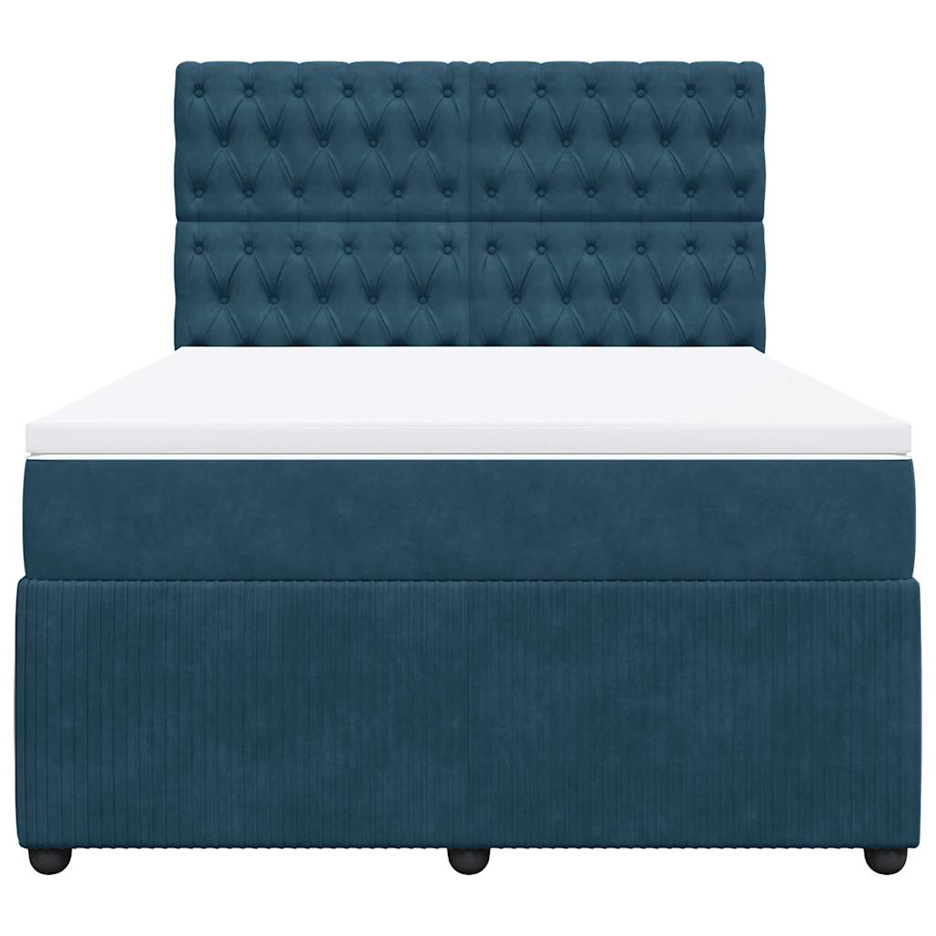 Boxspringbett mit Matratze Dunkelblau 160x200 cm Samt