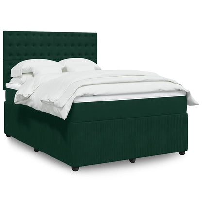 Boxspringbett mit Matratze Dunkelgrün 160x200 cm Samt