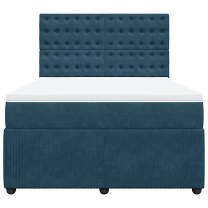 Boxspringbett mit Matratze Dunkelblau 160x200 cm Samt
