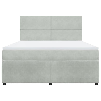 Boxspringbett mit Matratze Hellgrau 180x200 cm Samt