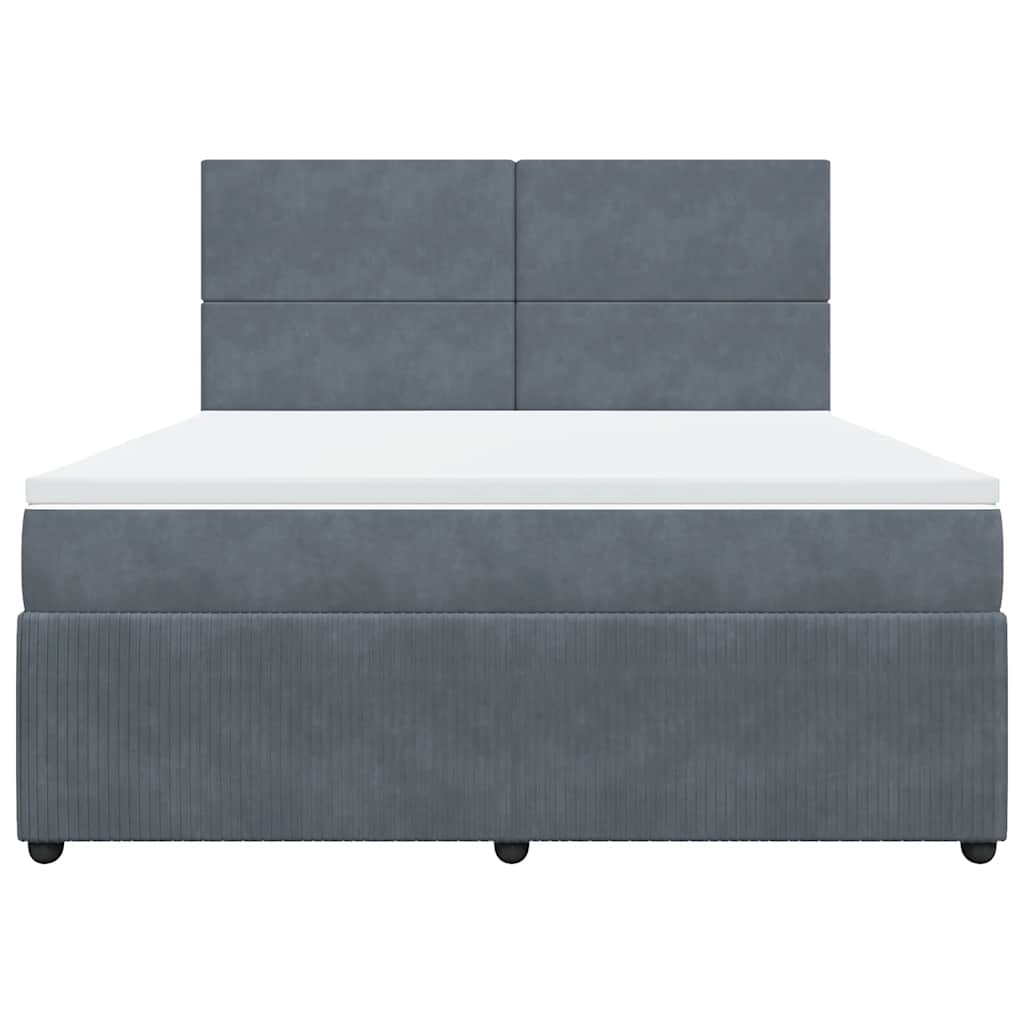 Boxspringbett mit Matratze Dunkelgrau 180x200 cm Samt