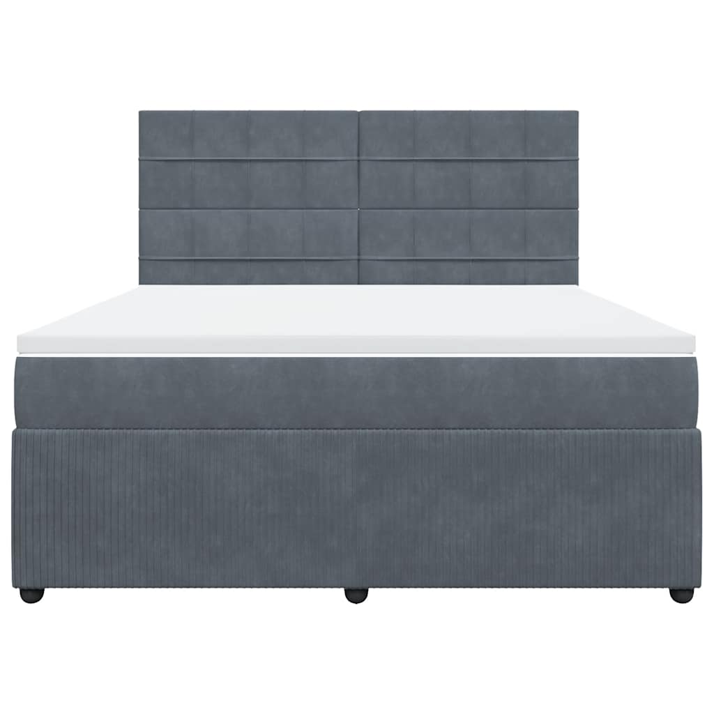 Boxspringbett mit Matratze Dunkelgrau 180x200 cm Samt