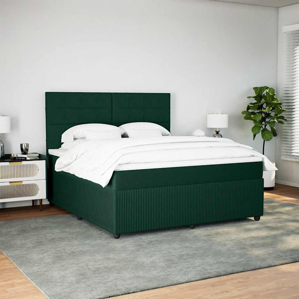 Boxspringbett mit Matratze Dunkelgrün 180x200 cm Samt