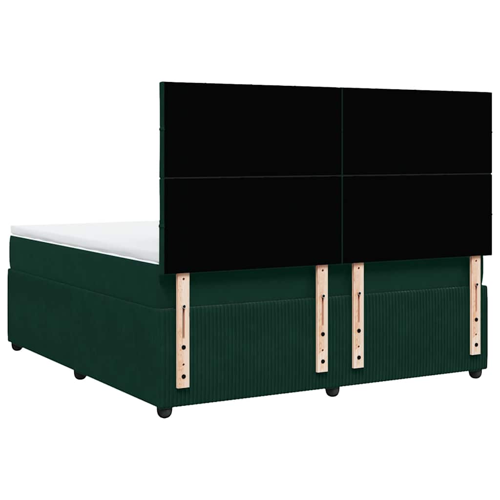 Boxspringbett mit Matratze Dunkelgrün 180x200 cm Samt